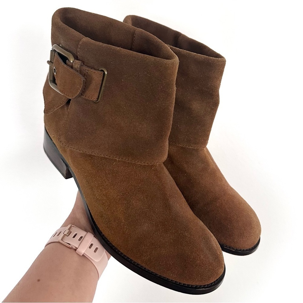 Coach Poppy limited edition short moto suede brown boots size 9 - Picture 2 of 6